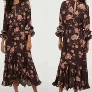Johanna Oritz / H&M NWT Flowy Crepe Floral Keyhole Boho Maxi Dress XL